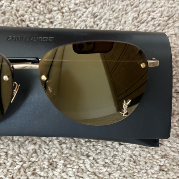 Saint Laurent Gold Aviator Sunglasses - Picture 2 of 11